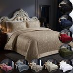 3 PCS Bedspread Velvet Quilted Jacquard Bed Set Double King Super King Size UK