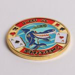 'Im A Shark' Gold Metal Poker Card Guard w/ Plastic Case