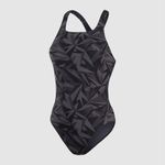 Speedo Women's Hyperboom Allover Medalist Swimsuit / Black Grey / RRP £38