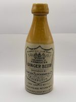 Old stoneware ginger beer bottle, Fermented ginger beer. Duncan Flockhart & Co.
