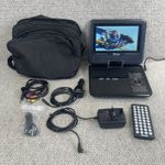 Portable DVD Player 7" Swivel Screen Tevion 45688 Remote Car Adapter Bag USB SD