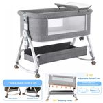 4-in-1 Baby Bedside Bassinet Crib Height-adjustable Infant Newborn Cot Bed