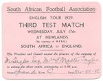 RARE Personal Invitation Ticket - July 1929 South Africa v England