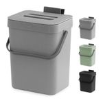 Hanging Kitchen Waste Bin 3L with Lid & Handle Over Door Food Compost Caddy