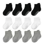 12 Pairs Toddler Non Slip Socks Cotton Grip Baby Kids Boys Girls Ankle Low Cut