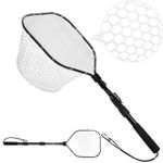 Fly Fishing Landing Net with Soft Rubber Mesh & Aluminum Handle – Lightweight