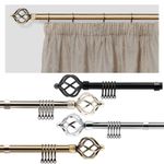 Extendable Curtain Poles with End Finials and Rings -1.2m-2.1m/1.6m-3m Bird Cage