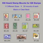 Hawid Stamp Mounts  11 Different Packs of 50 = 550 mounts - SAVE 35%