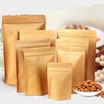 Resealable Zip Lock Kraft Paper Bag Pouch Stand Up Foil Heat Seal Food Grade