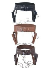 Cowboy Double Holster Gun Revolver Belt Dark Brown Black Brown in Plain Leather