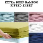 Extra Deep Bamboo Fitted Sheets Soft Breathable Anti-Bacterial Hypoallergenic