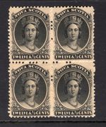 M7480 Canada-Nova Scotia 1860 SG17 - 12 1/2c black in a block of 4.