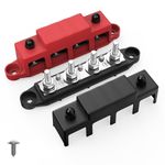 2pcs 12V 250A 4 Post Busbar Bus Bar Power Distribution M8 Red and Black Pair UK