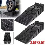 2X Lifting Ramps Heavy Duty 5 Ton 2.5+2.5 Ton 33cm Plastic Car Ramp Extra Wide