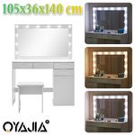 Large Dressing Table Stool Set with LED Light Mirror Vanity Make up Desk Sxieuil