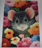 Cute Mouse Flowers Latch Hook Rug Complete Kit 52x38cm New