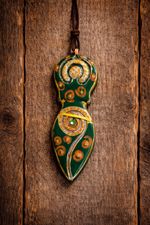 Japanese Pottery Style Goddess Pendant -Wicca Pagan Spiritual Handmade Altar