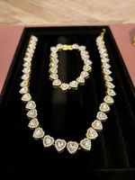 Ariana x Necklace & Bracelet Set - Gold, Mixed Cuts, Heart. Gift Set