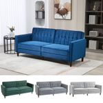 Sofa Futon Velvet-Touch Tufted Couch Compact Loveseat Sleeper Sofa Bed