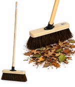 Outdoor Yard Broom Stiff Hard Bristle Garden Sweeping Brush Wooden Handle