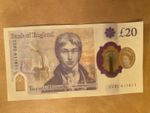 Rare £20 note with unique serial number 611-611