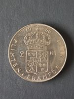 Sweden Silver 2 Kronor Coin 1966 UNC .400 Silver 14g