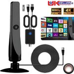 TV Aerial Digital Indoor TV Aerial with Signal Booster TV Antenna for Freeview