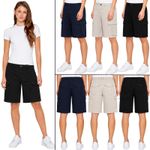 Enzo Women's Cargo Shorts Regular Fit Elastic Waist Utility Multi Pocket Casual