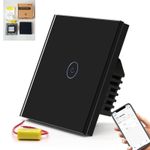 BSEED WiFi Touch Switch 1 Gang 1Way Smart Alexa Google SmartLife LIVE Wire BLACK