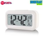 Digital LED Bedside Snooze Alarm Clock Time Temperature Day/Night Mode Clock UK