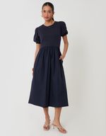 Threadbare Womens Navy Cotton A line Maxi Short sleeved Dress