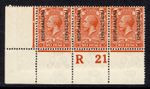 Bechuanaland 1921 sg 76a 2d orange CONTROL R21 strip of 3 um DIE I