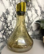 Unmarked Amber Glass Decorative Bottle with Gold Tone Stopper