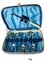 Metal Cutlery Canteen Spoons England Made Boxed Chromium Plate Vintage ra