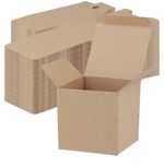 100 PCS Small Brown Gift Boxes, 8 x 8 x 8 cm Mini Kraft Square Present Boxes