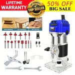 1/4" Electric Hand Trimmer Wood Laminator Palm Router with 15PCS Router Bits Set
