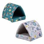 2 Pack Warm Small Animal Bed Soft Washable Hideout Cave House