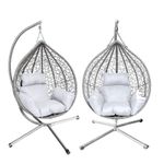 Garden Hanging Egg Chair with Stand Rattan Swing Seat Garden Balcony Heavy Duty