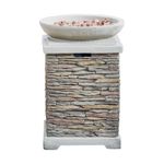 Garden Fire Pit Outdoor Gas Tall Bowl 51cm Lava Rocks Stone Effect Teamson