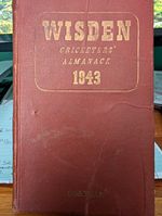 Original Wisden Cricketers' Almanack 1943 (80th Year) Hardcover Cricket Book
