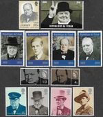 SIR WINSTON CHURCHILL STAMPS 3 SETS 2 SINGLES COLLECTION MNH/FU/CTO