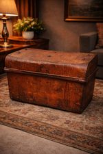 Vintage Metal Steamer Trunk Chest Industrial Rustic Storage Box Large