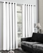 White Eyelet Curtains BlockOut Readymade PAIR Thermal Ring Top Self Lined Panels