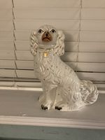 30cm Antique Porcelain Spaniel Dog Statue Solid With Firing Hole