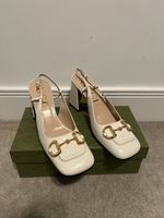 Gucci Women White Leather Heels Size Uk 8.5, EUR 41.5