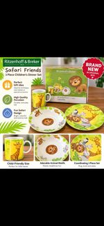 Ritzenhoff & Breker Children’s 3 Piece Dinner Set Safari Animals Brand New Boxed