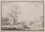Homestead Wanderer Genre Scene Unknown Original Ink Pre 1800