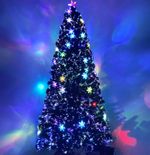 5ft/6ft/7ft Pre-Lit Fibre Optic Christmas Tree with Top Star and Snowflakes