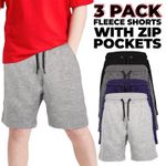 Boys Kids Fleece Shorts 3 PACK Summer Jogging Shorts Joggers Bottom Pants 5-14