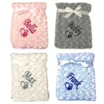 DOG CAT PET BLANKET ROSEBUD EFFECT SOFT DURABLE HEART PAW PRINT PERSONALISED